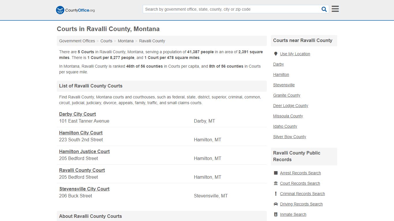 Courts - Ravalli County, MT (Court Records & Calendars)
