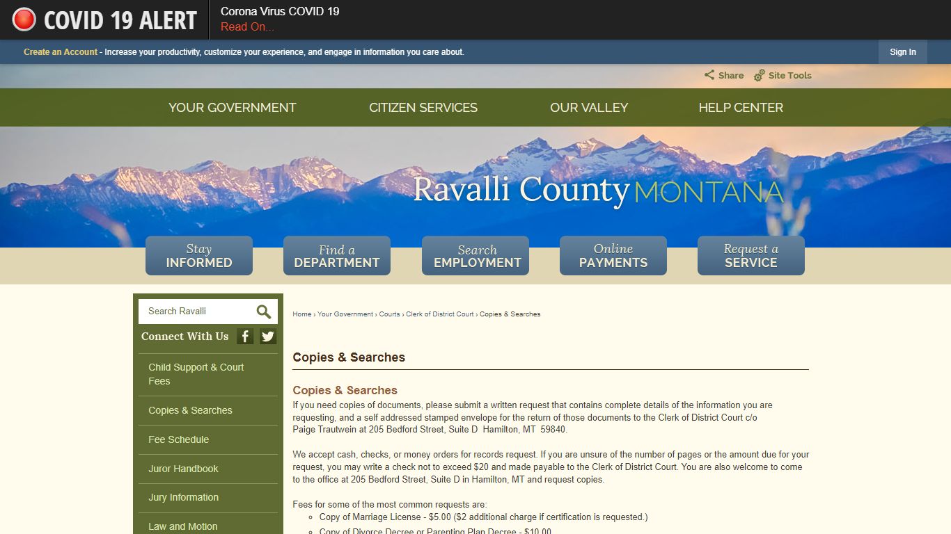 Copies & Searches | Ravalli County, MT - Official Website